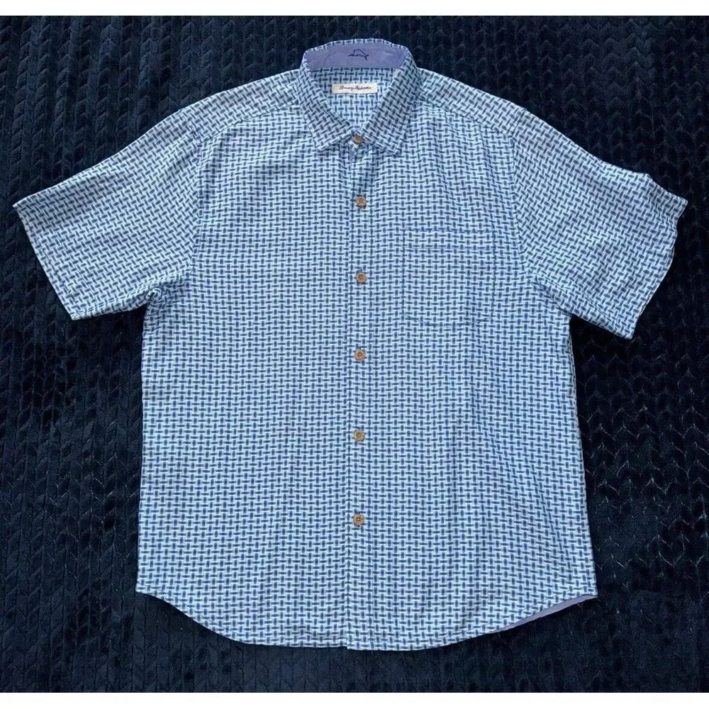 Tommy Bahama‎ Men's Checkered Button up Shirt Blue Island Size Medium